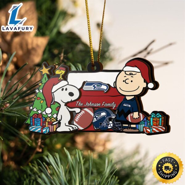 Seattle Seahawks Snoopy NFL Sport Ornament Custom Your Family Name