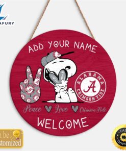 Snoopy Peace Love Alabama Crimson…