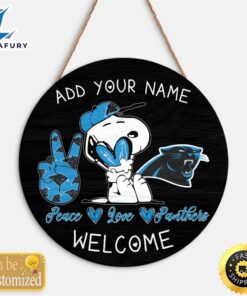 Snoopy Peace Love Carolina Panthers…
