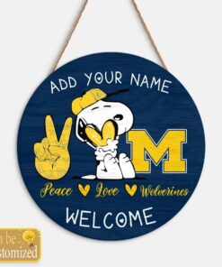 Snoopy Peace Love Michigan Wolverines…