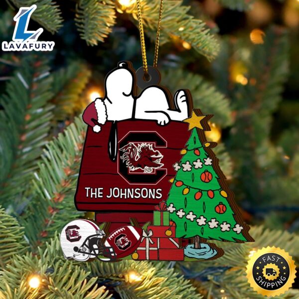 South Carolina Gamecocks Snoopy Christmas NCAA Ornament Custom Name