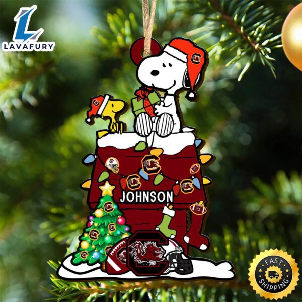 South Carolina Gamecocks Snoopy Christmas NCAA Ornament Personalized Your Name