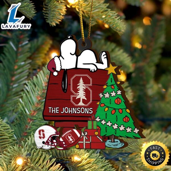Stanford Cardinal Snoopy Christmas NCAA Ornament Custom Name