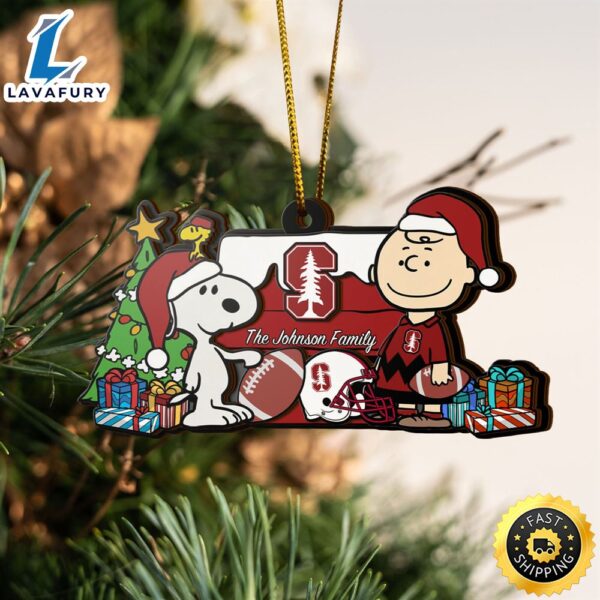 Stanford Cardinal Snoopy Christmas NCAA Ornament Custom Your Family Name