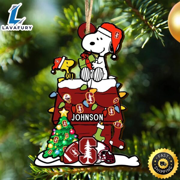 Stanford Cardinal Snoopy Christmas NCAA Ornament Personalized Your Name