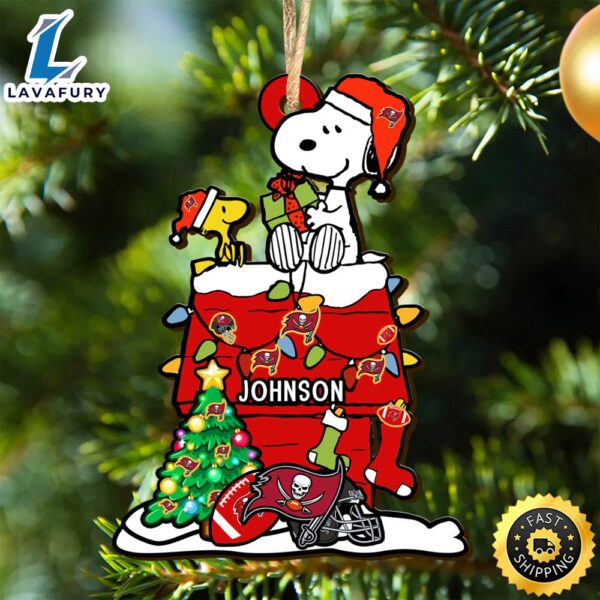 Tampa Bay Buccaneers Snoopy NFL Christmas Ornament Personalized Your Name