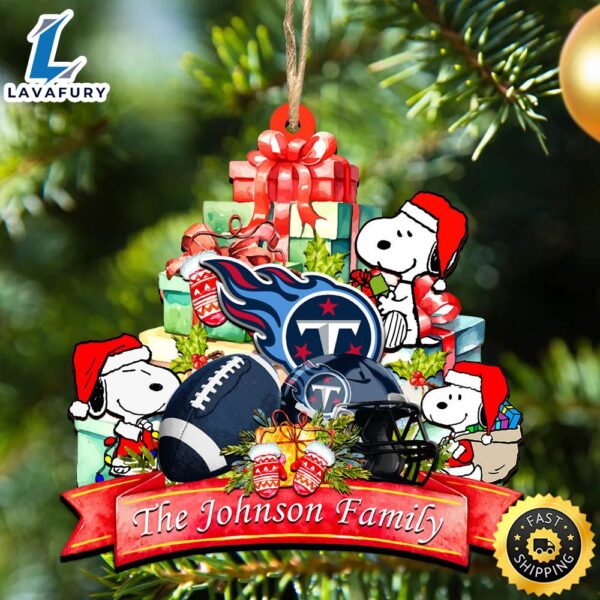 Tennessee Titans Snoopy And NFL Sport Ornament Personalized Your Family Name