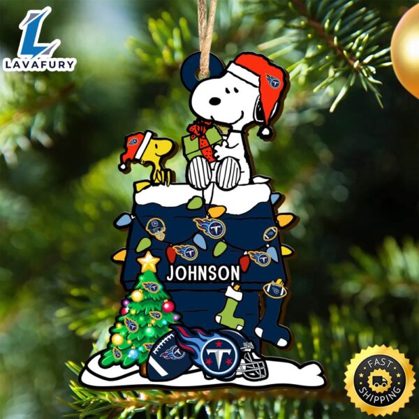 Tennessee Titans Snoopy NFL Christmas Ornament Personalized Your Name