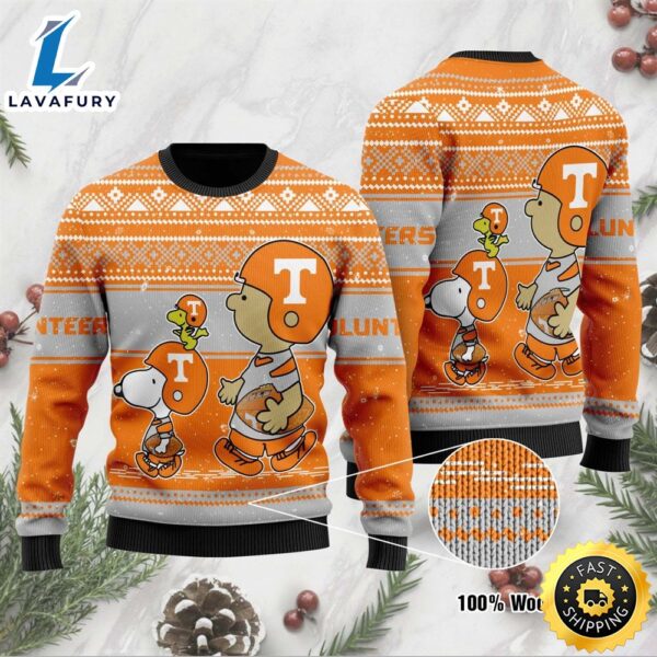 Tennessee Volunteers Charlie Brown Snoopy Wear Football Jersey Ugly Christmas Sweater