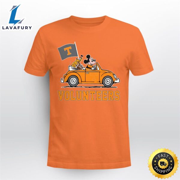 Tennessee Volunteers Pluto And Mickey Mouse Driving In A Car Tshirt