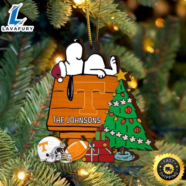 Tennessee Volunteers Snoopy Christmas NCAA Ornament Custom Name