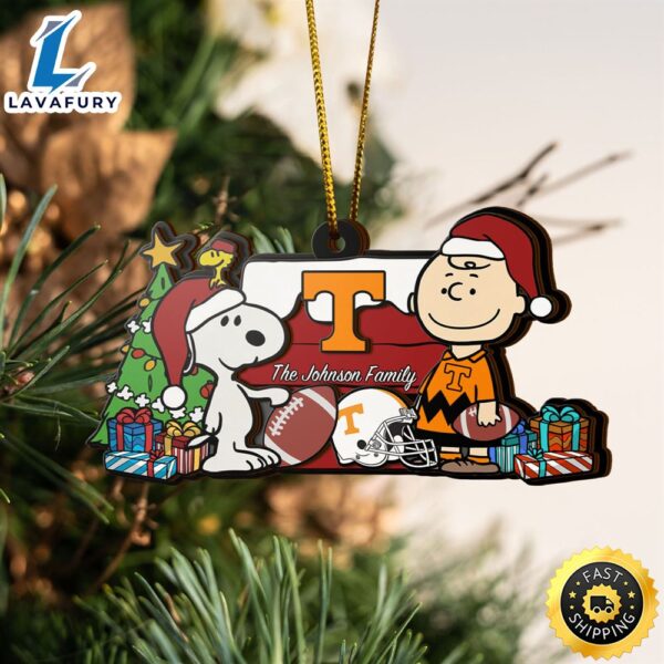 Tennessee Volunteers Snoopy Christmas NCAA Ornament Custom Your Family Name