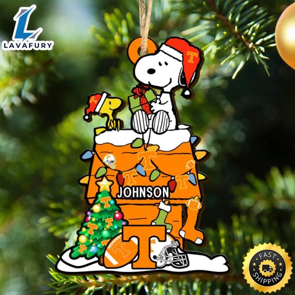 Tennessee Volunteers Snoopy Christmas NCAA Ornament Personalized Your Name