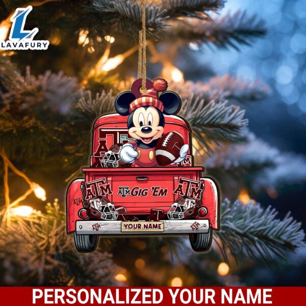 Texas A&M Aggies Mickey Mouse Ornament Personalized Your Name Sport Home Decor