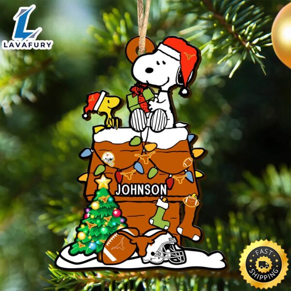 Texas Longhorns Snoopy Christmas NCAA Ornament Personalized Your Name