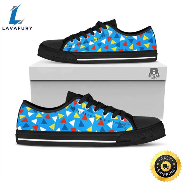 Triangle Autism Awareness Color Print Pattern Black Low Top Shoes