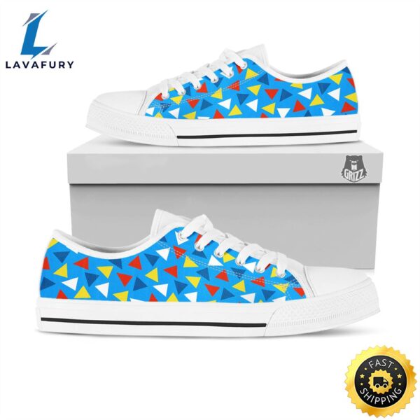 Triangle Autism Awareness Color Print Pattern White Low Top Shoes