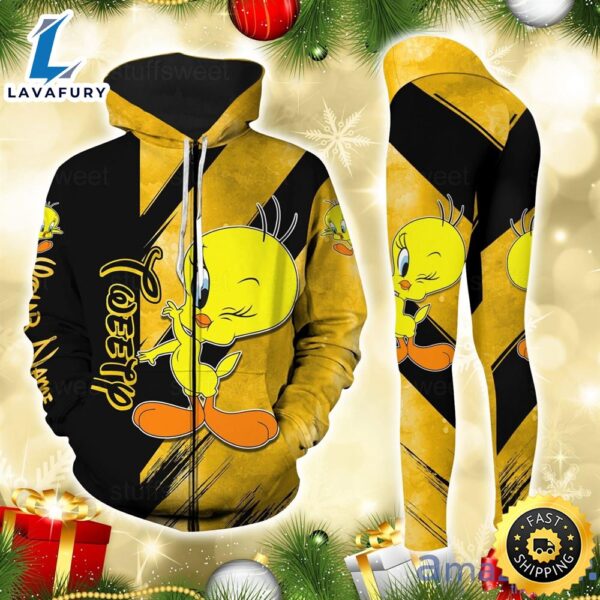 Tweety Custom Name Hoodie And Legging Set Gift For Mom Or Your Girl Friend