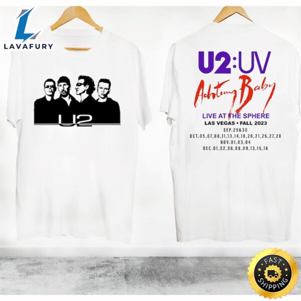 U2 Band Tour 2023 Graphic T-Shirt Uv Achtung Baby Live At