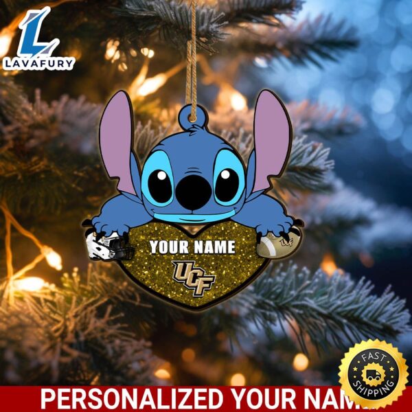 UCF KnightsStitch Custom Name Ornament NCAA And St With Heart Ornament