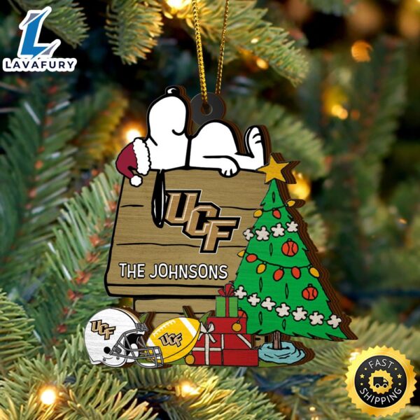 UCF Knights Snoopy Christmas NCAA Ornament Custom Name