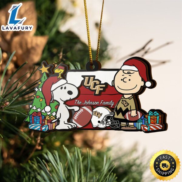 UCF Knights Snoopy Christmas NCAA Ornament Custom Your Family Name
