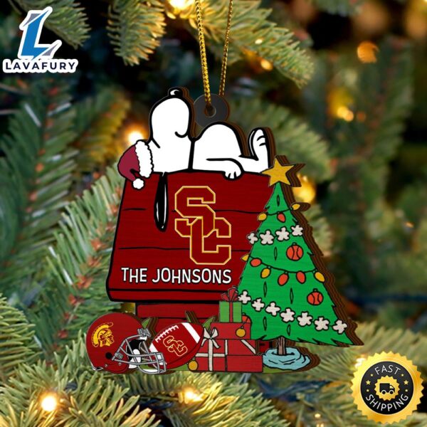 USC Trojans Snoopy Christmas NCAA Ornament Custom Name