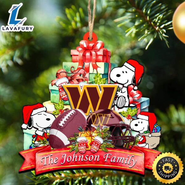 Washington Commanders Snoopy And NFL Sport Ornament Personalized Your Family Name