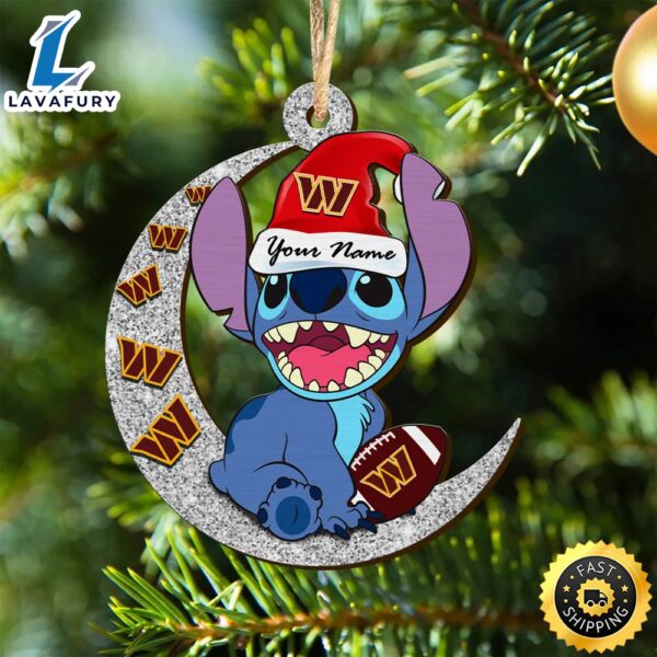 Washington Commanders Stitch Ornament, NFL Christmas And St With Moon Ornament