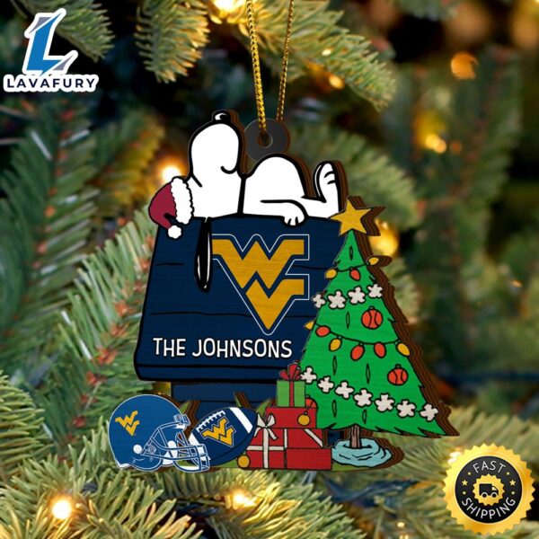 West Virginia Mountaineers Snoopy Christmas NCAA Ornament Custom Name