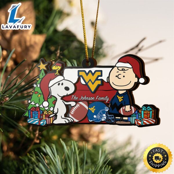 West Virginia Mountaineers Snoopy Christmas NCAA Ornament Custom Your Family Name