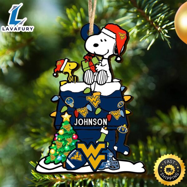 West Virginia Mountaineers Snoopy Christmas NCAA Ornament Personalized Your Name