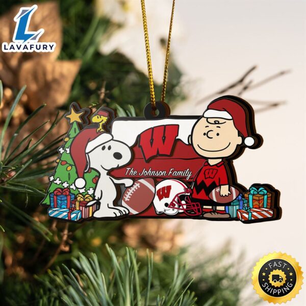 Wisconsin Badgers Snoopy Christmas NCAA Ornament Custom Your Family Name