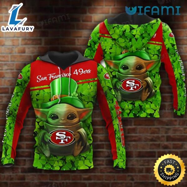49ers Hoodie 3d Baby Yoda St. Patrick’s Day Brown San Francisco 49ers Gif