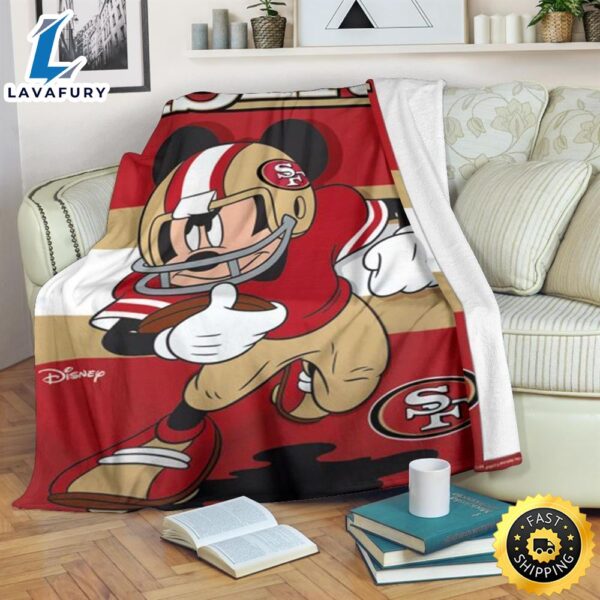 49ers Mickey Fleece Blanket For Football Fan