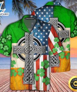 American Flag Celtic Cross Irish…