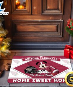 Arizona Cardinals Doormat Custom Your Family Name Sport Team And Mickey Mouse NFL Doormat