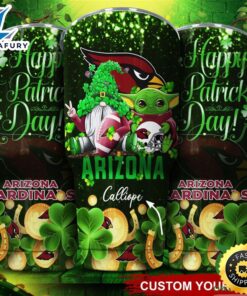 Arizona Cardinals NFL Custom Name Tumbler St Patrick Day Baby Yoda