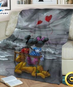Balloon Mickey And Minnie In Love Fleece Blanket Fans 2