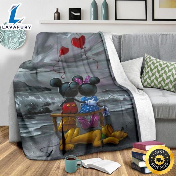 Balloon Mickey And Minnie In Love Fleece Blanket Fans
