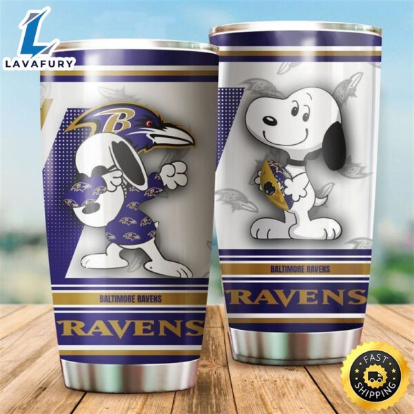 Baltimore Ravens NFL Snoopy Football Teams Big Logo Gift For Fan Travel Tumbler
