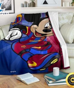Barcelona Mickey Fleece Blanket For Soccer Fans 1