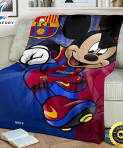 Barcelona Mickey Fleece Blanket For Soccer Fans 2
