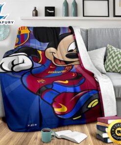 Barcelona Mickey Fleece Blanket For Soccer Fans 3