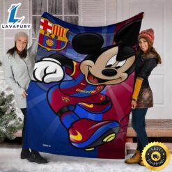 Barcelona Mickey Fleece Blanket For Soccer Fans 6