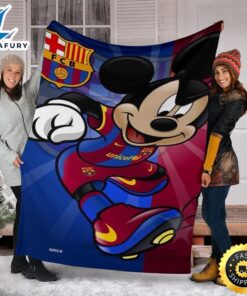 Barcelona Mickey Fleece Blanket For Soccer Fans 6