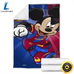 Barcelona Mickey Fleece Blanket For Soccer Fans 7