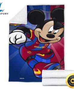 Barcelona Mickey Fleece Blanket For Soccer Fans 7