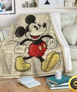 Book Page Mickey Fleece Blanket For Bedding Decor Fans 1