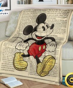 Book Page Mickey Fleece Blanket For Bedding Decor Fans 2